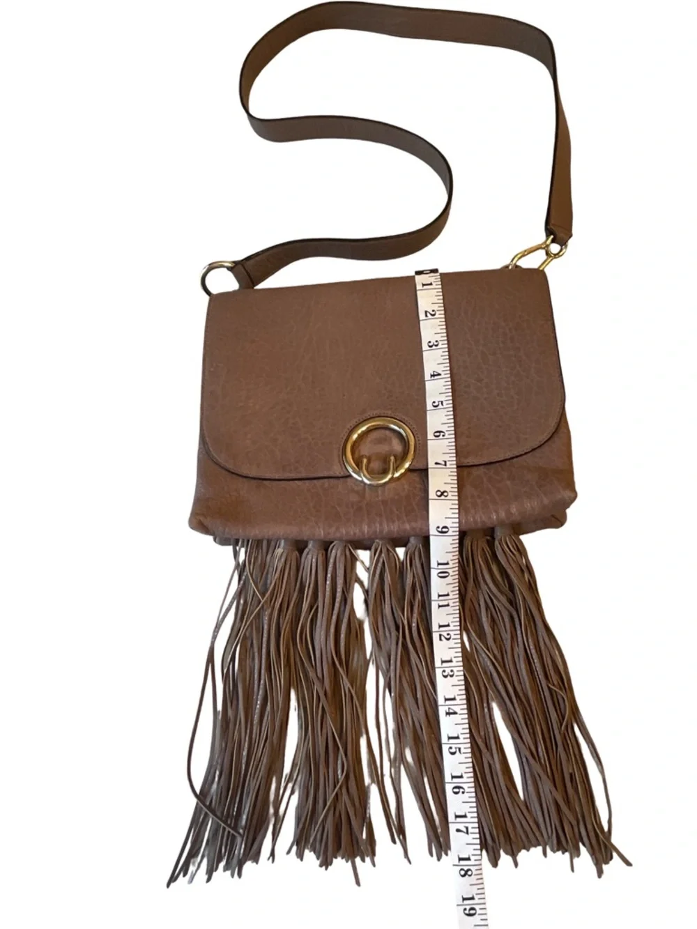 Rebecca Minkoff Taupe Leather Fringe Crossbody Bag